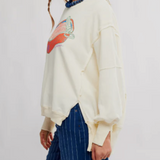 Graphic Camden Pullover Sardine Sweatshirt - Free People - Cream