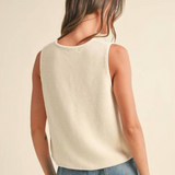 Tie Front Sweater Knit Vest - Beige