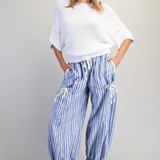 Soft Washed Striped Jogger Pants - Oatmeal