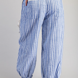 Soft Washed Striped Jogger Pants - Oatmeal