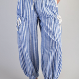 Soft Washed Striped Jogger Pants - Oatmeal