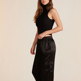 Straight Leg Satin Cargo Pants - Black