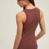 Ribbed Fitted Tank by Wishlist -  Espresso Brown