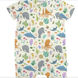 Short Sleeve Polo Romper - Ocean Friends