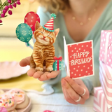 Birthday Kitten - Mini Pop Up Greeting Card