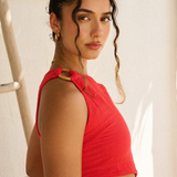 One Shoulder Coco Top - Cherry Red