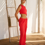 One Shoulder Coco Top - Cherry Red