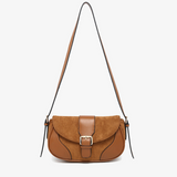 Duffy Contrast Suede Shoulder Bag in Brown