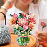 Dear Dahlia Floral Bouquet - Mini Pop Up Greeting Card