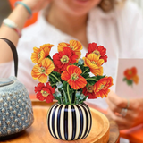 French Poppies Floral Bouquet - Mini Pop Up Greeting Card