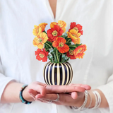 French Poppies Floral Bouquet - Mini Pop Up Greeting Card