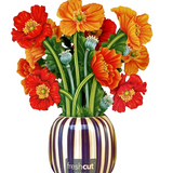 French Poppies Floral Bouquet - Mini Pop Up Greeting Card