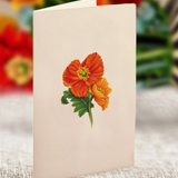 French Poppies Floral Bouquet - Mini Pop Up Greeting Card