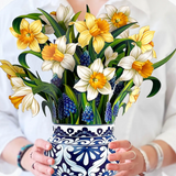 English Daffodil Floral Bouquet - Mini Pop Up Greeting Card