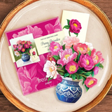 Peony Paradise Floral Bouquet - Mini Pop Up Greeting Card (Copy)