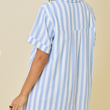 Striped Easy Shirt Dress With Pocket Detail - Navy Stripe