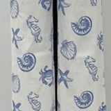 Blue & White Seashell Print Denim Pants