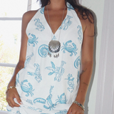 Blue & White Seashell Print Mini Skort