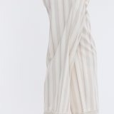 Striped Drawstring Wide Leg Pants WIth Hem Detail by Wishlist - Mocha / Cream