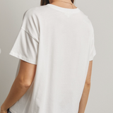 Vacay Embroidered Short Sleeve Tee - White / Surf Blue