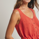 Scalloped Hem Sweater Tank With Tie Waist by Wishlist -  Papaya Red