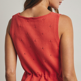 Scalloped Hem Sweater Tank With Tie Waist by Wishlist -  Papaya Red