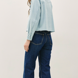 Cropped Denim Western Shacket  - Light Wash Denim