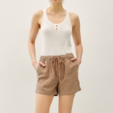 Tencel Drawstring Pocket Shorts - Dark Taupe