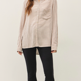 Striped Classic Button Up Shirt - Mocha & White Stripe