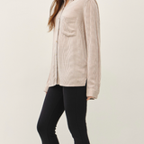 Striped Classic Button Up Shirt - Mocha & White Stripe