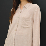 Striped Classic Button Up Shirt - Mocha & White Stripe