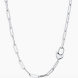 Heart Padlock Necklace - Silver