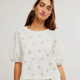 Jessie Eyelet Tee - Free People - Whisper White