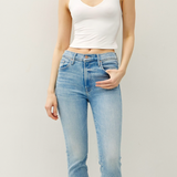 Cropped Double V Neck Tank - Off White