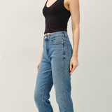 Cropped Double V Neck Tank - Black