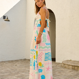 Tie Front Maxi Dress  - Ibiza Print