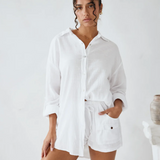 Cotton Coconut Button Shorts - White