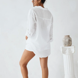Cotton Coconut Button Shorts - White