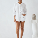 Cotton Coconut Button Shorts - White