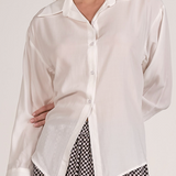 Linen Button Down Shirt With Ties Back by Elan - White