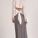 Linen Button Down Shirt With Ties Back by Elan - White