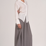 Linen Button Down Shirt With Ties Back by Elan - White