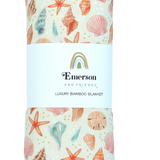 Luxury Bamboo Baby Swaddling Blanket - Sandy Seashells - Emerson