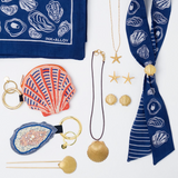 Olivia navy oyster print scarf 36x36