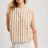 Striped High Neck Tank by Wishlist - Mocha  / Cream