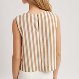 Striped High Neck Tank by Wishlist - Mocha  / Cream