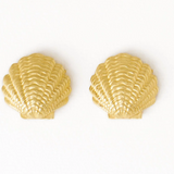 Pearl shell post earrings brass