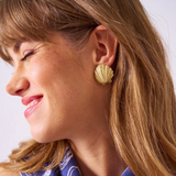 Pearl shell post earrings brass