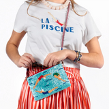 Leila swimmers seed bead clutch with strap