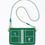 Leila tennis court seed bead clutch with strap